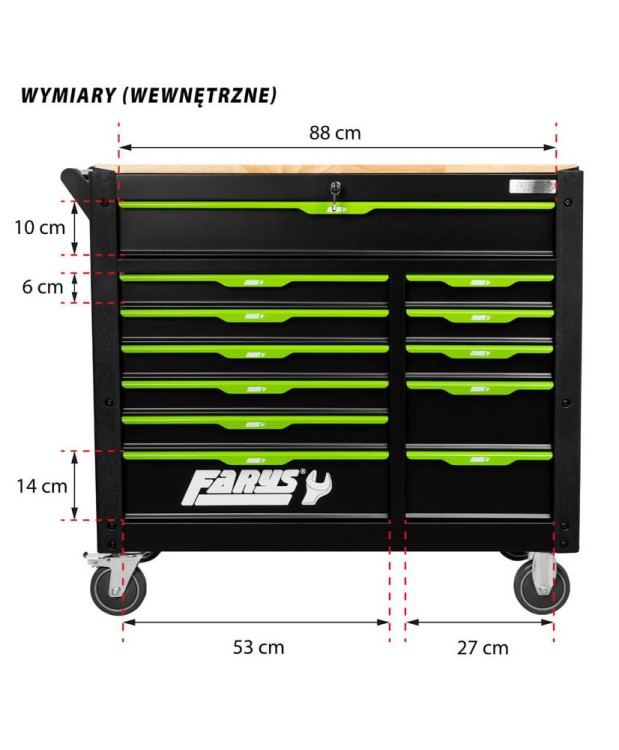 Wózek narzędziowy 12 Szuflad szafka mobilna warsztatowa FR4084