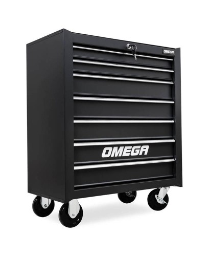 Czarna szafka warsztatowa wózek mobilny narzędziowy 7 szuflad FR4027B - OUTLET
