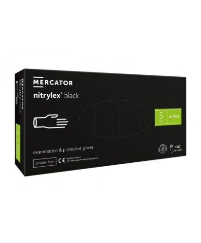 nitrylex black 100 szt. rękawice diagnostyczne i ochronne, nitrylowe, bezpudrowe, czarne roz. S