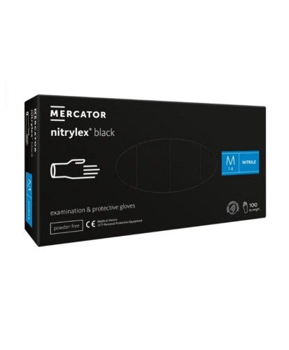 nitrylex black 100 szt. rękawice diagnostyczne i ochronne, nitrylowe, bezpudrowe, czarne roz. m