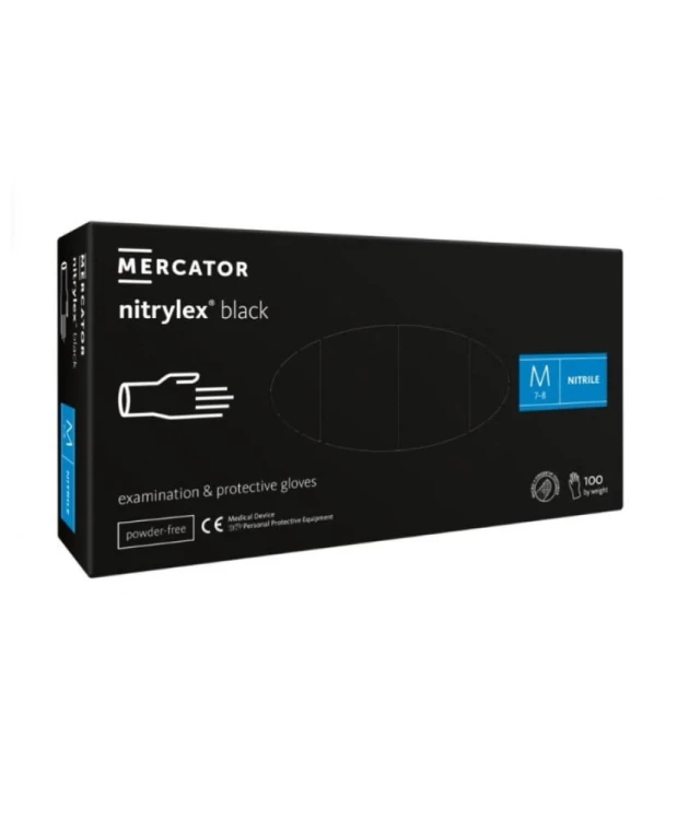 nitrylex black 100 szt. rękawice diagnostyczne i ochronne, nitrylowe, bezpudrowe, czarne roz. m