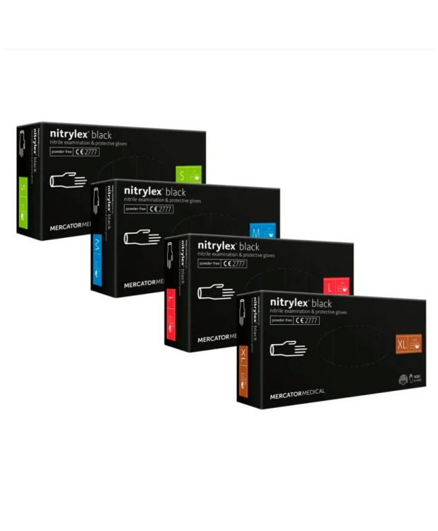 nitrylex black 100 szt. rękawice diagnostyczne i ochronne, nitrylowe, bezpudrowe, czarne roz. m