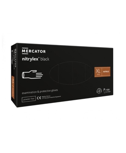 nitrylex black 100 szt. rękawice diagnostyczne i ochronne, nitrylowe, bezpudrowe, czarne roz. XL