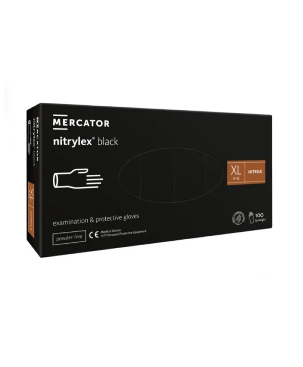 nitrylex black 100 szt. rękawice diagnostyczne i ochronne, nitrylowe, bezpudrowe, czarne roz. XL