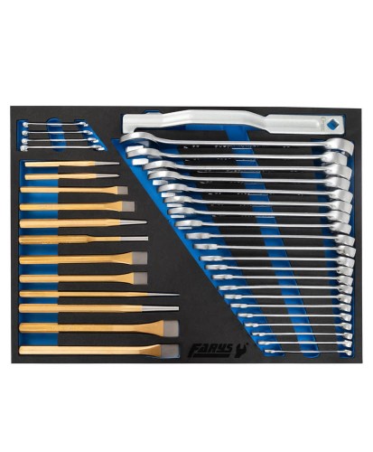 Wkład do szafki Klucze płasko oczkowe 6-32 mm z przedłużką wybijaki przecinaki