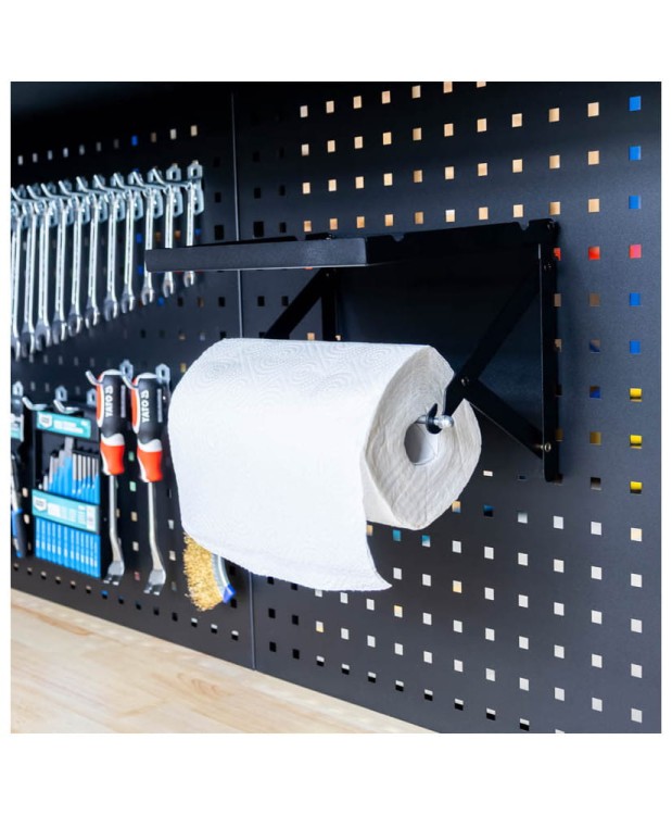 Uchwyt na ręcznik papierowy z półką zawieszany na szafce warsztatowej FR4002