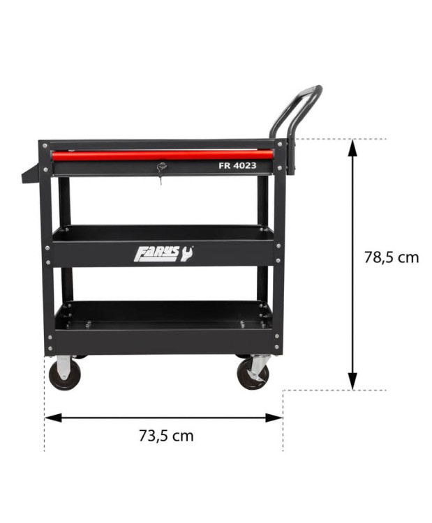 Wózek narzędziowy warsztatowy serwisowy 3 półki szuflada  FR4023