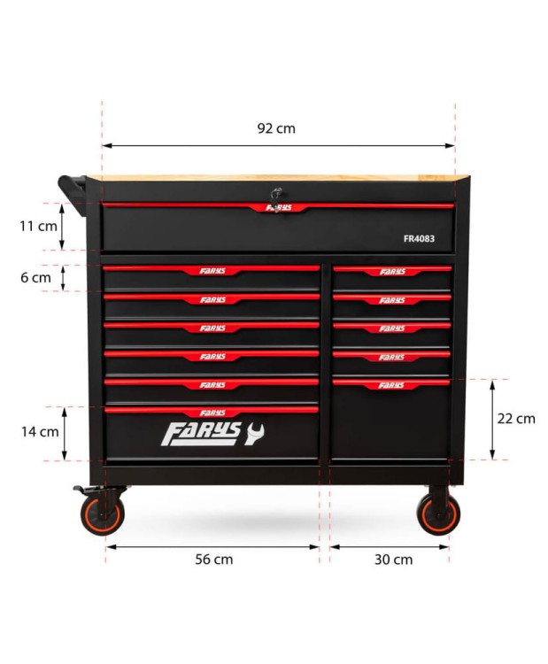 Wózek narzędziowy 12 Szuflad szafka mobilna warsztatowa FR4083+ Stołek GRATIS