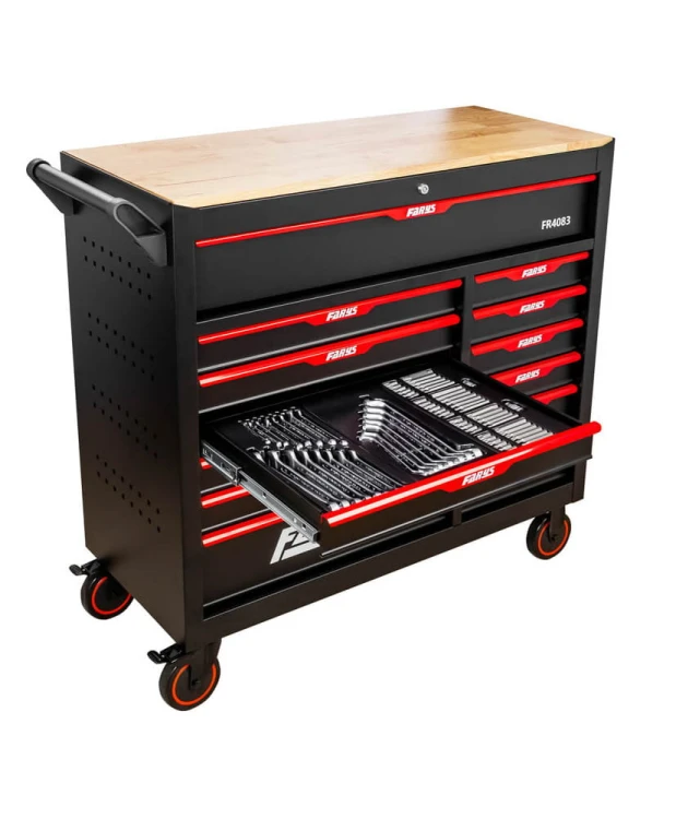 Wózek narzędziowy Stół 12 Szuflad szafka warsztatowa FR4083 + Wyposażenie 338 el. + stołek GRATIS
