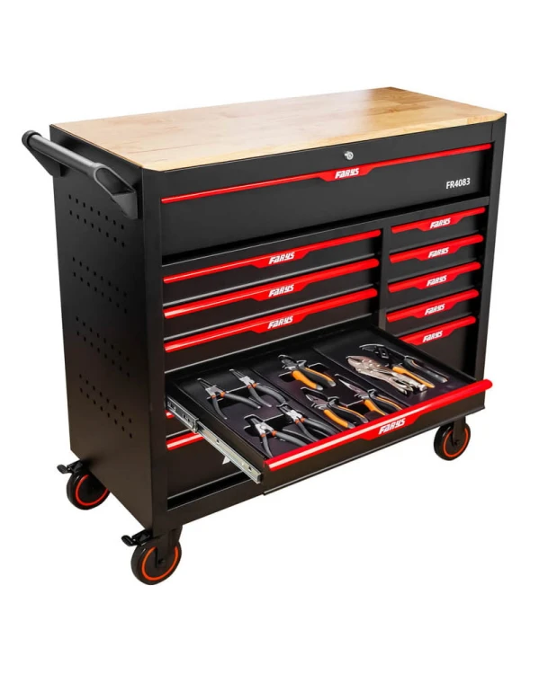 Wózek narzędziowy Stół 12 Szuflad szafka warsztatowa FR4083 + Wyposażenie 338 el. + stołek GRATIS
