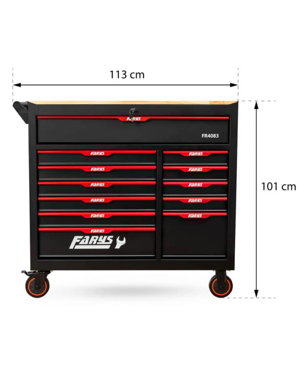 Wózek narzędziowy Stół 12 Szuflad szafka warsztatowa FR4083 + Wyposażenie 338 el. + stołek GRATIS