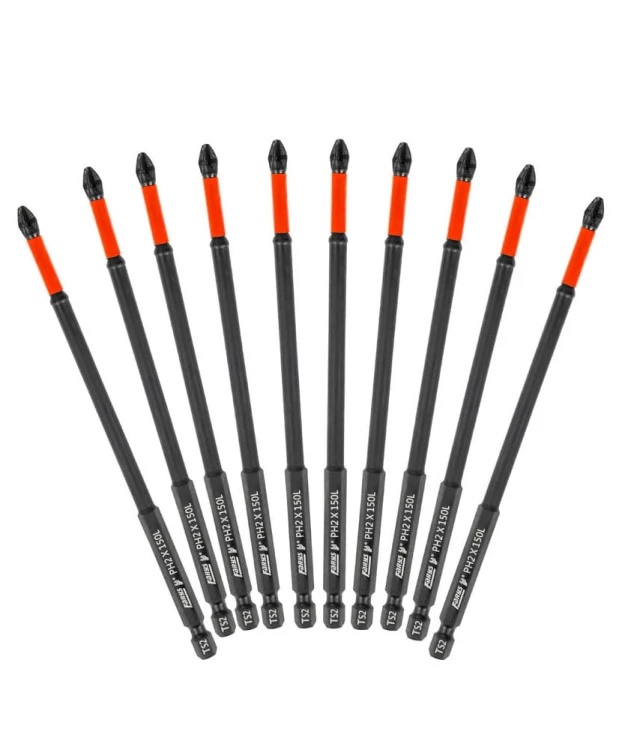 10x Bity WKRĘTARKI MAGNETYCZNE PH2 150 mm Końcówki wkrętakowe Groty FR2356