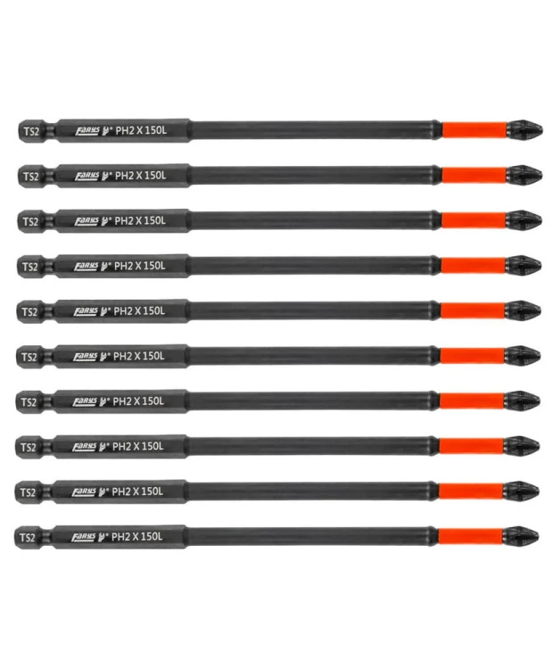 10x Bity WKRĘTARKI MAGNETYCZNE PH2 150 mm Końcówki wkrętakowe Groty FR2356