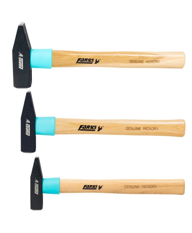 Zestaw młotków ślusarskich z drewnianym trzonkiem młotki 300g, 500g, 800g - FR9762, FR9764, FR9766