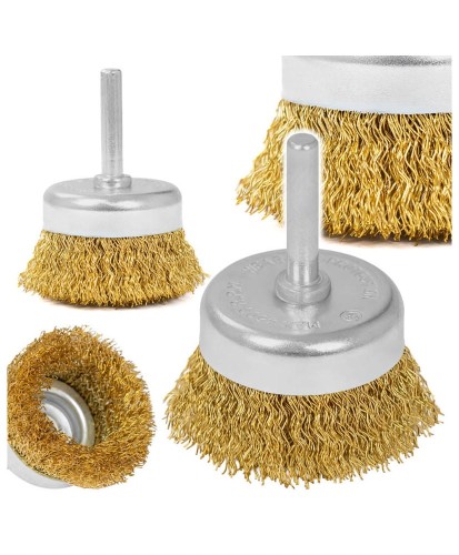 Szczotka czołowa z trzpieniem 50 mm, drut mosiężny, 0.3 mm FR9408