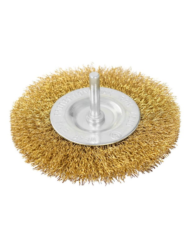 Szczotka tarczowa z trzpieniem 100 mm, drut mosiężny 0.3 mm FR9415