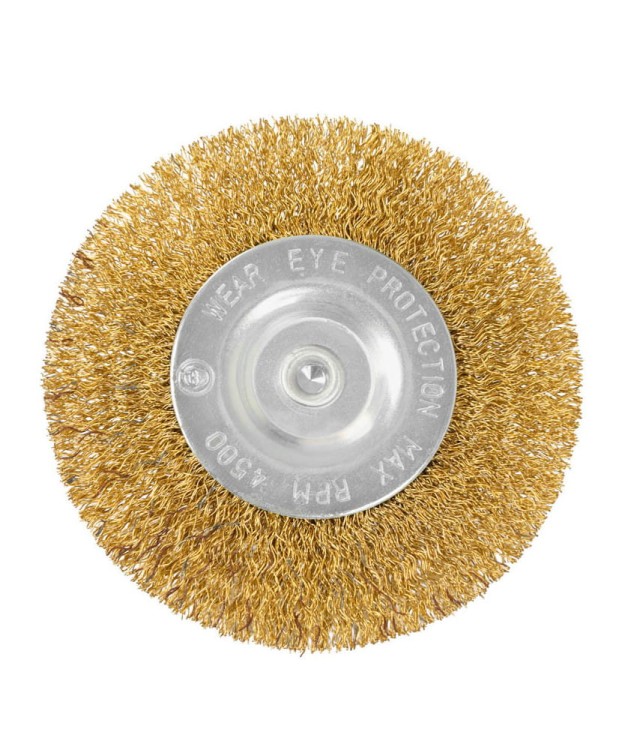 Szczotka tarczowa z trzpieniem 100 mm, drut mosiężny 0.3 mm FR9415