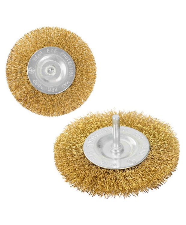 Szczotka tarczowa z trzpieniem 100 mm, drut mosiężny 0.3 mm FR9415