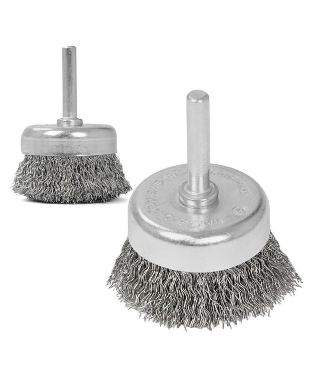 Szczotka czołowa z trzpieniem 75 mm, drut ze stali nierdzewnej 0.3 mm FR9407