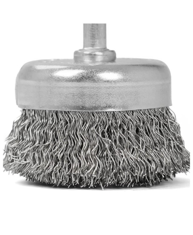 Szczotka czołowa z trzpieniem 75 mm, drut ze stali nierdzewnej 0.3 mm FR9407