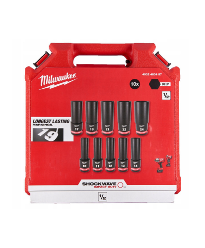 Zestaw Nasadek Udarowych Długich Milwaukee Nasadki udarowe 1/2″ 10 szt. 4932480457