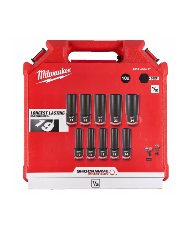 Zestaw Nasadek Udarowych Długich Milwaukee Nasadki udarowe 1/2″ 10 szt. 4932480457