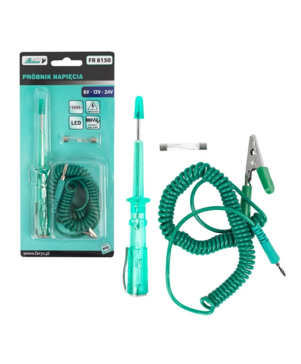 Próbnik Tester Napięcia Automatyczny Samochodowy 6V-24V LED Z Sondą i Krokodylkiem FR8150