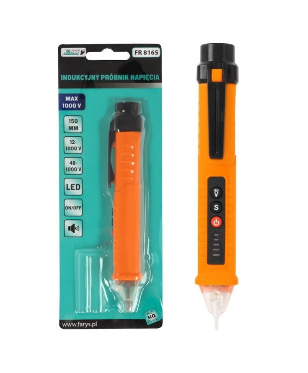 Próbnik Tester Napięcia Indukcyjny z Latarką LED 12-1000V 150MM FR8165