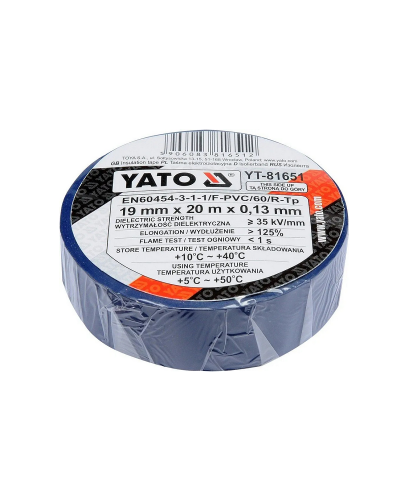 Taśma Izolacyjna Elektroizolacyjna Niebieska 19mm x 20m YATO YT-81651