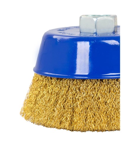 Szczotka tarczowa druciana mosiężna ⌀100mm, drut mosiężny 0.3mm M14 FR9413