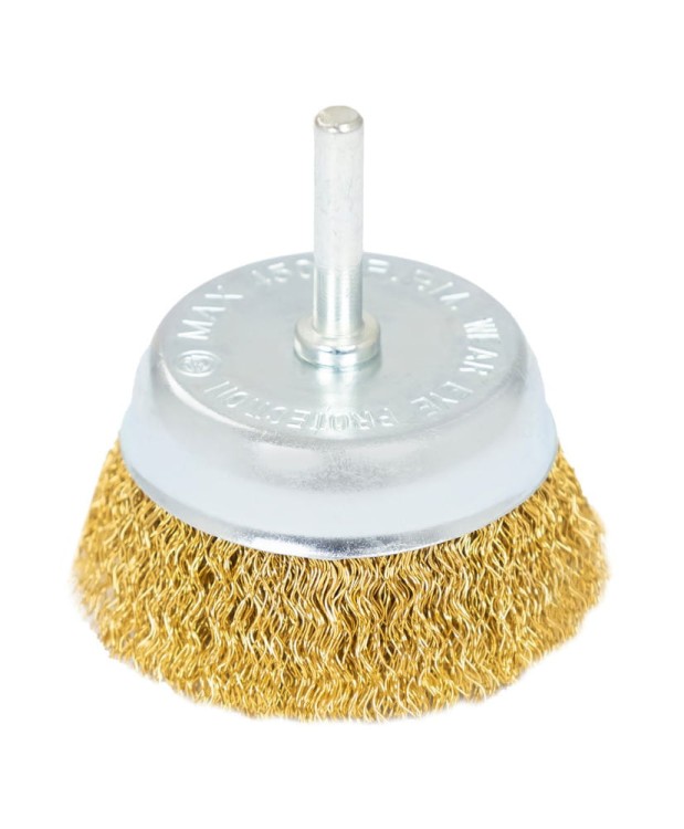 Szczotka czołowa z trzpieniem miedziana ⌀75mm, Drut miedziany 0,3mm FR9409