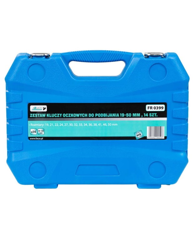Zestaw kluczy oczkowych do podbijania 19-50mm, 14szt. Farys FR0399