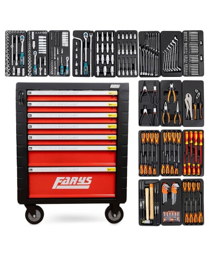 Szafka narzędziowa z wyposażeniem warsztatowa narzędzia 338 el. FR4064 czerwona