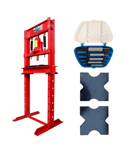 Prasa warsztatowa hydrauliczna 12 ton czerwona FR5004 + wykrętaki