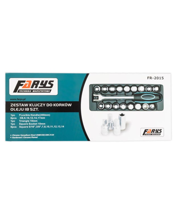 Klucze do korków korka spustowego oleju 3/8" 18el. FR2015