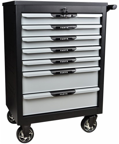 Szafka narzędziowa warsztatowa 7 szufl. srebrne koła FR4037