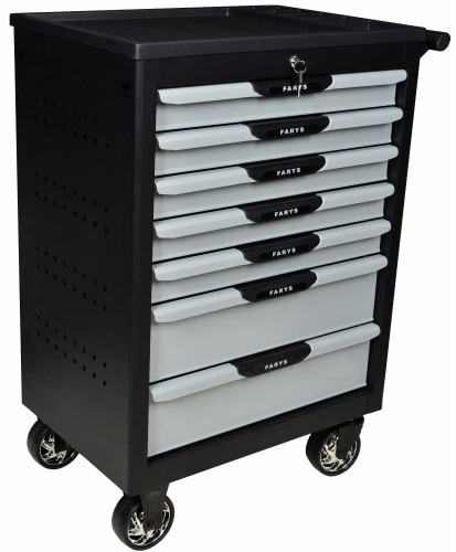 Szafka narzędziowa warsztatowa 7 szufl. srebrne koła FR4037