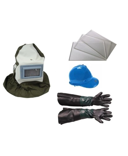 Maska ochronna do piaskowania +rękawice+3 szybki zapasowe