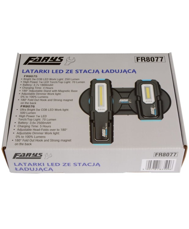 Latarki -2szt Latarka COB LED z ładowarką indukcyjną indukcja FR8077