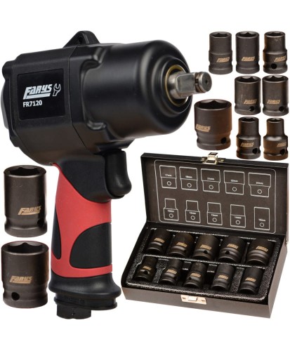 Klucz pneumatyczny udarowy 1/2" 1356Nm FR7120 w zestawie z nasadkami FR2565