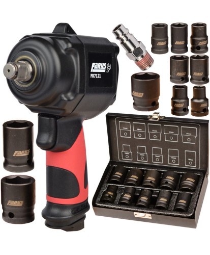 Klucz pneumatyczny udarowy 1/2" 678Nm FR7121 w zestawie z nasadkami FR2565
