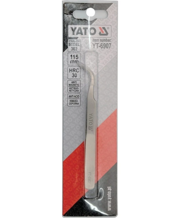 YATO Pęseta odgięta precyzyjna ostre końcówki YT-6907 (24B) (S4)