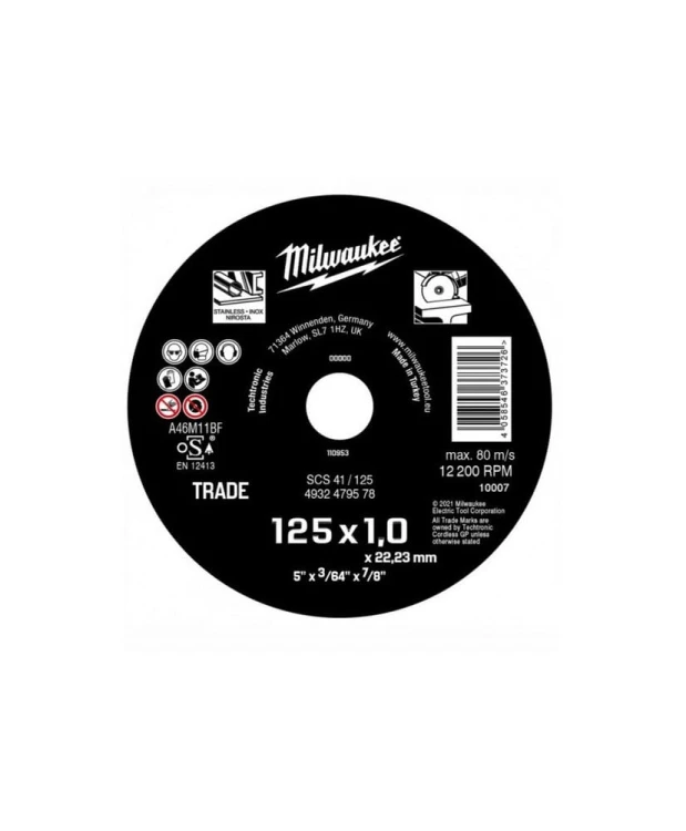 Milwaukee Tarcza do metalu 125mm x 1mm Inox 10szt 4932479578 (16-2-A)