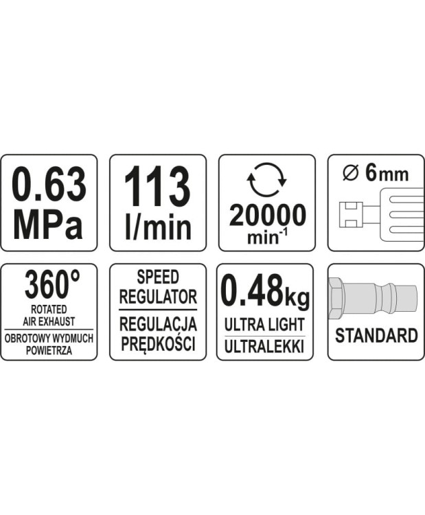 YATO Szlifierka kątowa pneumatyczna YT-09676 (S12)