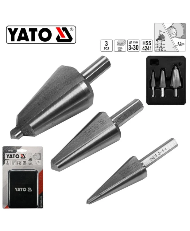 YATO Zestaw wierteł stożkowych 3 szt. YT-44730