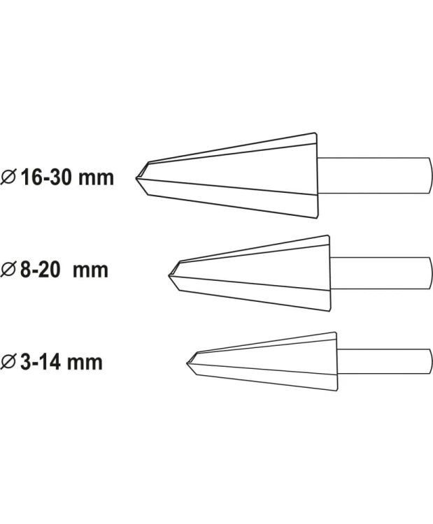 YATO Zestaw wierteł stożkowych 3 szt. YT-44730