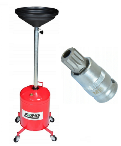 Zlewarka do oleju 19l FR6023 + klucz do korka oleju M16 Farys