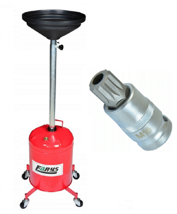 Zlewarka do oleju 19l FR6023 + klucz do korka oleju M16 Farys