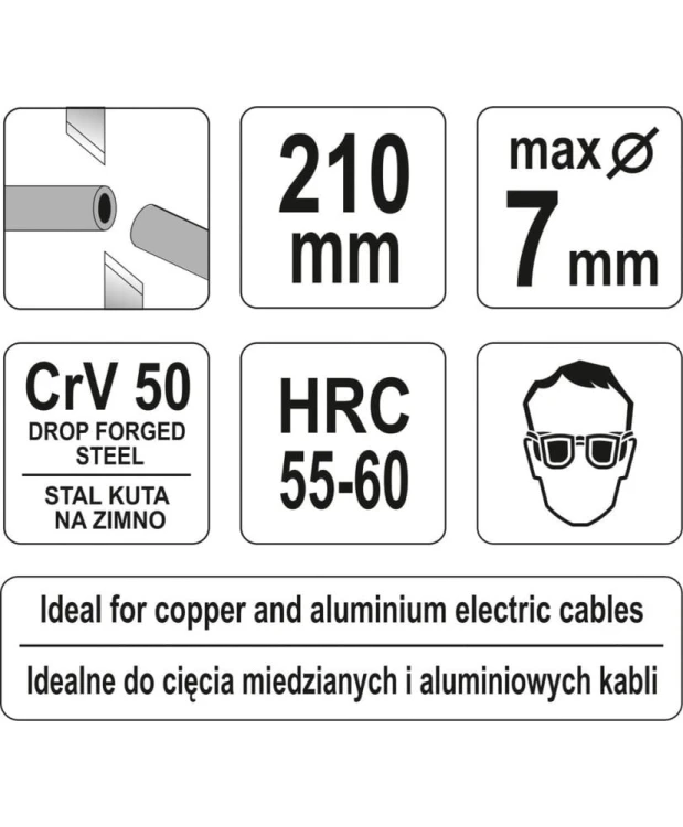 YATO Szczypce do cięcia przewodów 210mm YT-1967