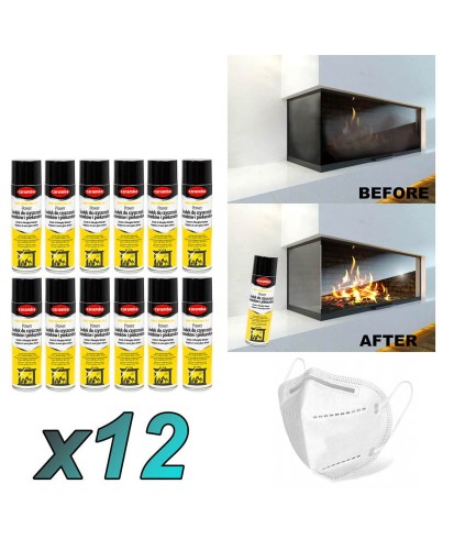 12szt. Caramba Aktywna pianka do czyszczenia szyb kominków i piecyków 500ml + 1x maseczka FFP2